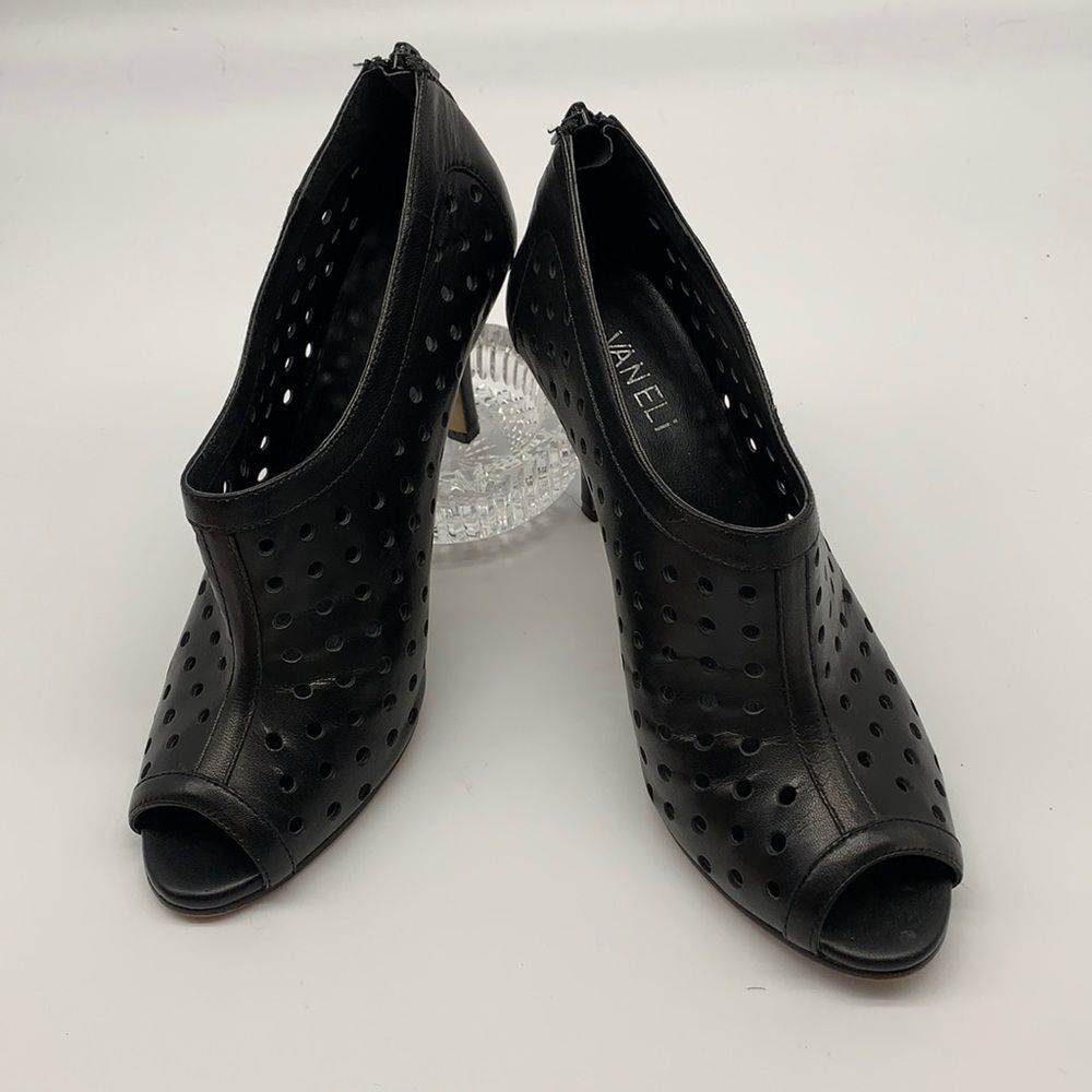 Vaneli Black Leather Heels